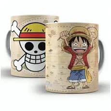 Caneca Porcelana _Personalizada/One/Piece/Chibi - Mugiwaras - Monkey D. Luffy/Envio/Rápido