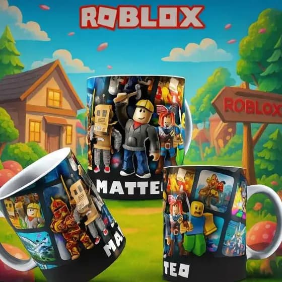 Canecas_Xicara _Roblox PRESENTE_Porcelana _ Plástico_Personalizada_DIA _DAS_CRIANÇAS
