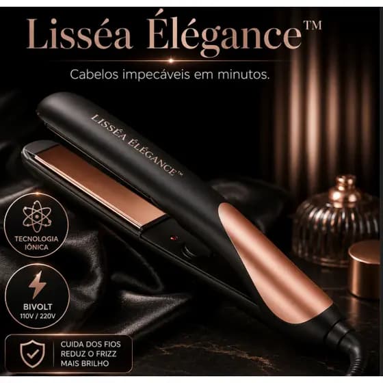 Escova Alisadora Bivolt Tecnologia Iônica Anti Frizz Efeito Salão Cabelos Lisos e Brilhantes LISSÉA ÉLÉGANCE™