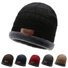 Pacote de Touca Peluda Masculina E Feminina unisex De Lã Forrada Com Pelinhos com 2 Unidades