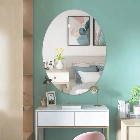 Espelho Oval Adesivos De Parede 3d Auto-Adesivo Adesivo de Parede Decorativo Para Casa Sala Banheiro