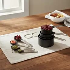 Kit 8 Medidores De Cozinha Colheres Conjunto Medidor Culinario Copo Dosador Cores Sortidas Inox e Plástico