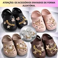 Babuche Nuvem Macia 100 % Decorada Com Botons Pingentes Strass Corrente Luxo Em Abs Confortável