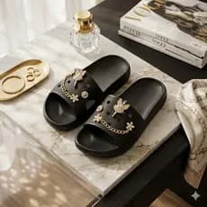 Chinelo Feminino Adulto Slide Enfeite Luxo Lançamento Anatômico Macio Leve Antiderrapante