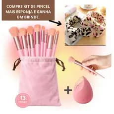 Kit 13 Pincel + Esponja De Maquiagem Profissional Mais Faixa Cabelo De Brinde Exelente Qualidade Make Fácil