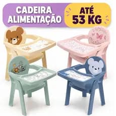 Poltrona de Alimentação Infantil Cadeira Portátil Plasutil Bebê Bandeja Para Colorir - Azul e Rosa