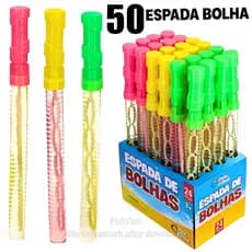 Kit 10/20/30/40/50 Bolha Bolinha De Sabão Formato Espada Gigante Bastão De Bolhas Lembrancinha Festa Infantil