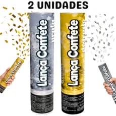 Lança Confete Prata Dourado 30 cm –Chuva de Prata Metalizado Para Festa, Casamento, Formatura Ou Chá Revelação