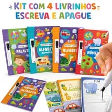 Kit Livro De Atividades Caneta Mágica Letra Cursiva Caligrafia Infantil Alfabeto Palavras Números