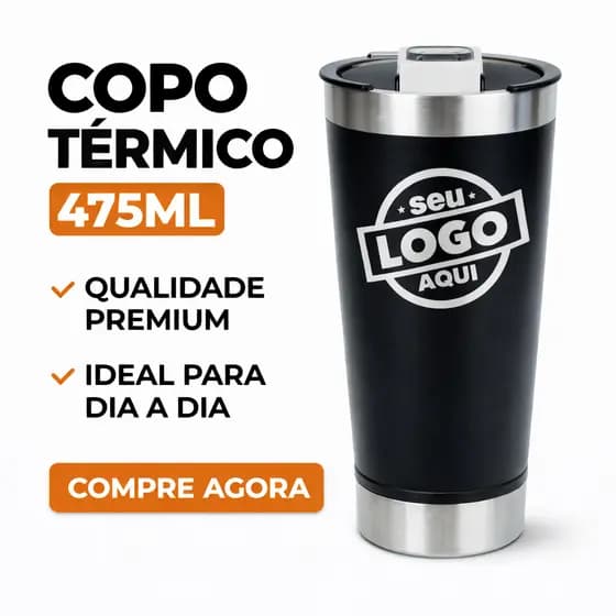 kit 10 a 30 Copos Térmicos 473ml Aço Inox Parede Dupla com Tampa Abridor