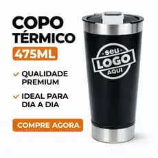 kit 10 a 30 Copos Térmicos 473ml Aço Inox Parede Dupla com Tampa Abridor