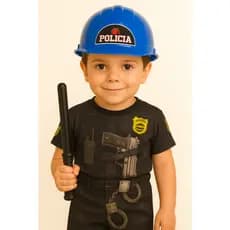 FANTASIA INFANTIL POLICIAL ACOMPANHA CAPACETE E CASSETETE MENINOS ANIVERÁRIOS FESTAS CARNAVAL