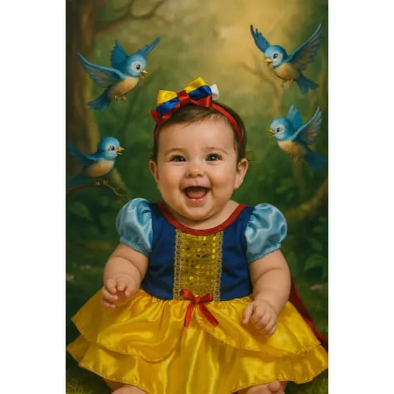 BODY FANTASIA TEMATICO  INFANTIL BEBÊ BRANCA DE NEVE COM LAÇO MENINAS MESVERÁRIOS FESTAS CARNAVAL KIT