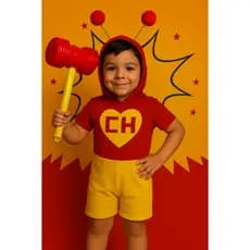 FANTASIA INFANTIL DO CHAPOLIM ACOMPANHADO COM MARTELO MENINOS ANIVERÁRIOS FESTAS CARNAVAL