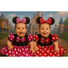 BODY FANTASIA TEMATICO LUXO INFANTIL BEBÊ MINNIE VERMELHA OU ROSA MENINAS MESVERÁRIOS FESTAS CARNAVAL