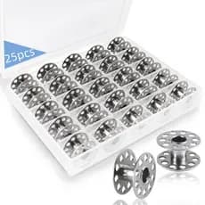Estojo com 25 Bobinas ALTAS INDUSTRIAL de metal para Máquina de Costura Caixa Organizador Box Carretilha Canelinha