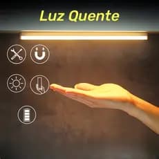 Luminária De Led Sobrepor Bastão Recarregável Sem Fio Com Suporte Magnético E Touch 3 cores com Controle Remoto