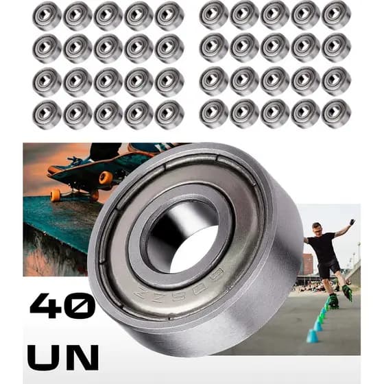 Kit 40 Rolamentos 608 ZZ Patins Patinete LongBoard Skate Semiprofissional Blindado 8X22X7  Abec Alta Qualidade,coco