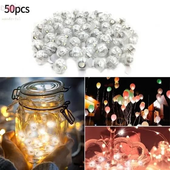 50 Pcs Luzes De Balão Individual LED Bateria Minúscula Para Lado Ou Escrivaninha Natal