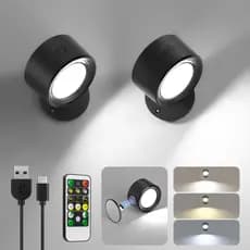 2 peças Lâmpada De Parede Sem fio Com Imã Luz de Leitura LED Moderna Luminaria de Dimmer Alimentada por USB