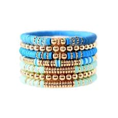 Kit de pulseira azul pulseira com contas joias Kit de produção faça você mesmo