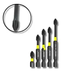 Kit 5 Bits Philips Magnéticas De Impacto Em Aço Reforçado PH2 50 a 150mm