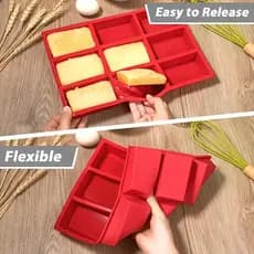 Molde Retangular de Silicone para Bolos, Biscoitos e Chocolate com 9 Furos
