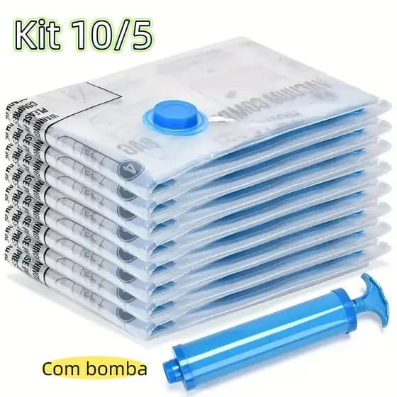 Kit 10/5 Saco De Vácuo Organização De Roupas Viagem Guarda-Roupa , 60x40cm 60x80cm vivaloja_viva
