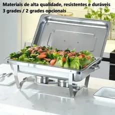 Rechaud Profissional Inox 12L com 1, 2 ou 3 Divisórias para Buffet Festas Eventos