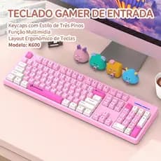 Para Quem Trabalha e Joga: Teclado Ergonômico com Teclas Tricolores e Multimídia – Perfeito para Iniciantes em Games