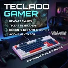 Teclado Gamer Entrada com Fio, ABNT2, 99 Teclas RGB, Compacto – Ideal para Iniciantes