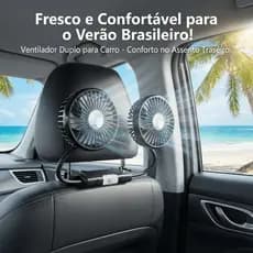 Ventilador De Encosto De Cabeça De Carro Dupla (Mangueira Flexível) | Motor De Cobre Puro De 3 Velocidades 360 ° Rotação