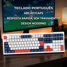 Teclado Gamer Com Fio, RGB Arco-Íris e Design Ergonômico - 111 Teclas, Layout Português