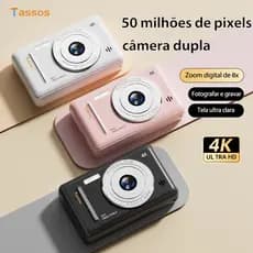 TASSOS 4K Câmera Digital 50MP HD Fotografia Câmeras Duplas Dianteiras E Traseiras Viagem Selfie Crianças