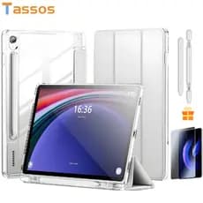 TASSOS Case+ Pelicula+ Caneta Para Samsung Galaxy Tab S10FE/S9FE/S9/A9/A9+/S6Lite HD Transparente Com Suporte Para S Pen