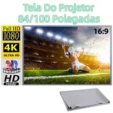Tela De Projeção Reflexiva Para Projetor 80/100 Polegadas 4K HD