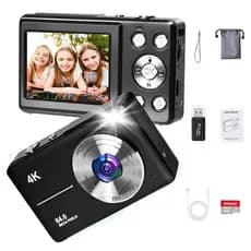 Mini Câmera Digital 4K 50MP 2,4 Pologadas ,Zoom 18x Para Crianças Equipado com um cartão SD de 32 GB
