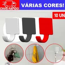 Kit de Até 10 Ganchos Para Parede. Ganchos Adesivos Discretos em Várias Cores
