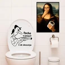 KIT Quadro Decorativo + Adesivo Engraçado Para Banheiro
