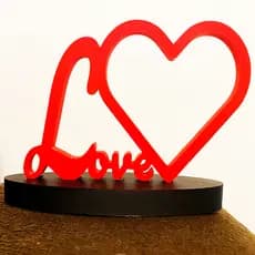 Placa Decorativa LOVE Com Coração - Presente Para Decoração Rack Sala Escritório