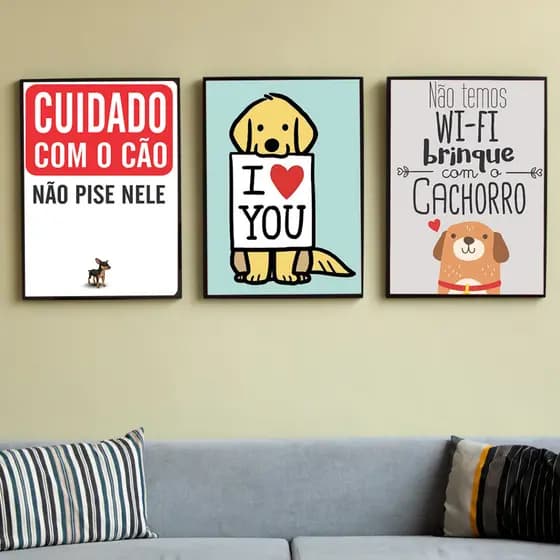 KIT De 3 Quadros Decorativos Para Sala Em MDF 30X20