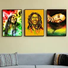 KIT De 3 Quadros Decorativos de Músicas Em MDF 30X20