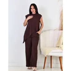 Conjunto ASSIMÉTRICO Feminino Anarruga Elegante Calça pantalona Casual dia a dia festa Noite Inverno Outono