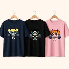 Kit 3 Camisetas feminina Personagem 100% Algodão Camiseta Feminina Academia