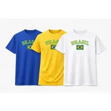 Kit 3 Camisetas Masculina DryFit Estampada Brasil Torcida Copa do Mundo