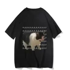 Camiseta Unissex 100% Algodão Estampado Gato Meme