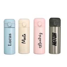 Garrafa 400ml Térmica Personalizada Nome  Inox Colorida Para Café Água