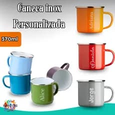 Caneca Inox 370ml Personalizada Resistente Para Café Chá e Bebidas