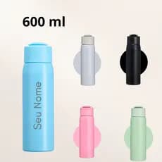 Garrafa Personalizada 600ml em Alumínio resistente com nome! academia-escola-trabalho/Com alça prática e design clean.