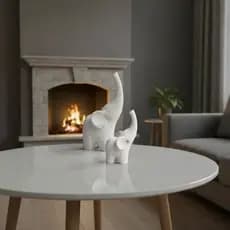 Estátua Elefantes Mãe e Filhote – Escultura Animal Decorativa Minimalista Sala, Mesa e de Casa